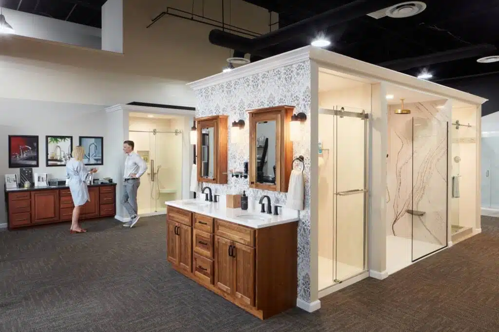 Columbus Bath Design's Design Center in Lewis Center, Ohio, features several demo display bathroom designs.
