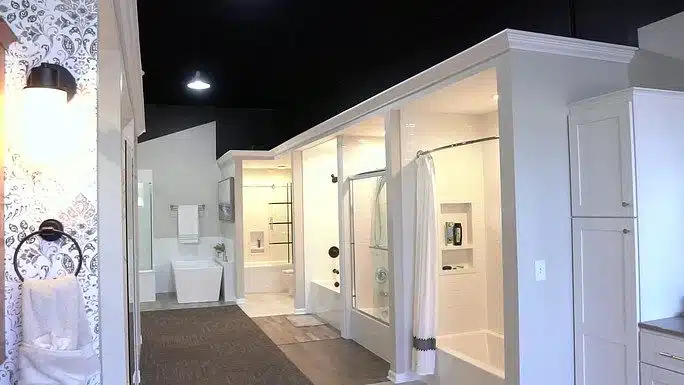 Columbus Bath Design's Design Center in Lewis Center, Ohio, features several demo display bathroom designs.