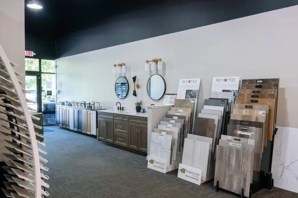 Countertop and tile selection at Columbus Bath Design's Design Center in Lewis Center, Ohio.