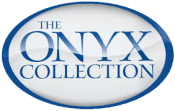 Blue and grey gradient logo for The Onyx Collection materials.