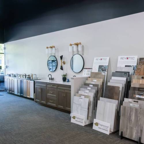 Countertop and tile selection at Columbus Bath Design's Design Center in Lewis Center, Ohio.